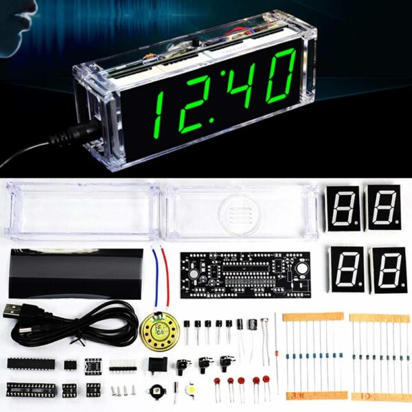 diy green led electronique microcontroleur DIGITAL CLOCK WITH TALKING CLOCK